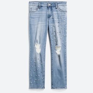 KUT FROM THE KLOTH
Deeann Embellished Distressed Straight Leg Jean